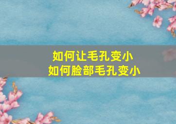 如何让毛孔变小 如何脸部毛孔变小